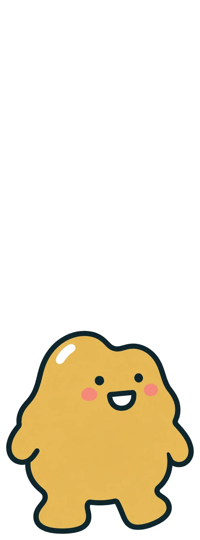 A yellow blob with a warm, attentive smile